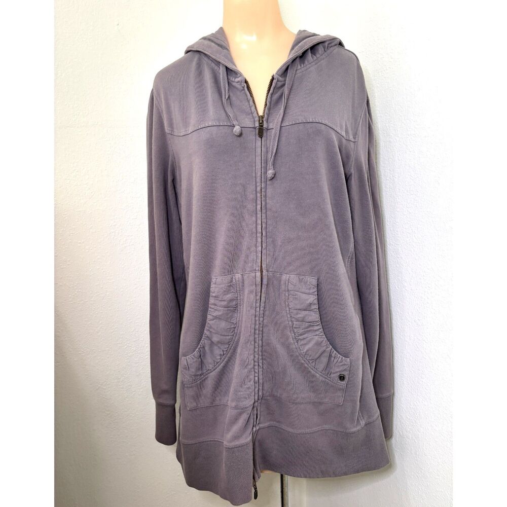 JAG Womens Y2K Hoodie Size Large Full Zip Streetwear Urban Long Gray Gorpcore